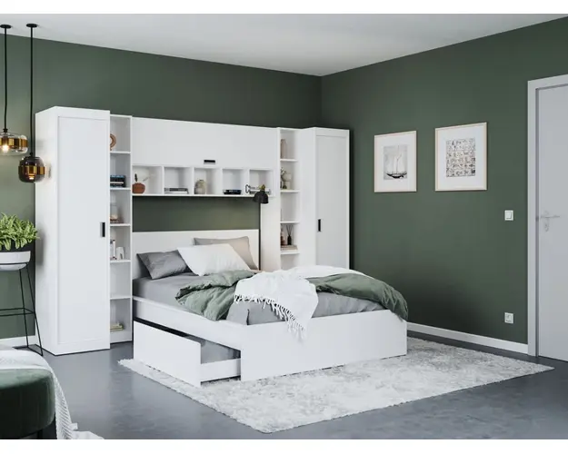 Set Mobila Dormitor Nordis 2.98m cu pat incadrat