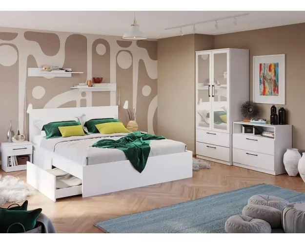 Set Mobila Dormitor Snow C08 cu oglinda