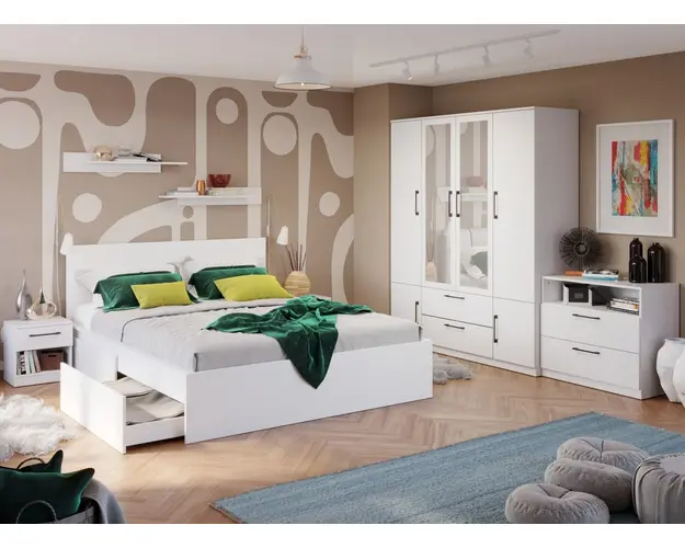 Set Mobila Dormitor Snow C19 cu oglinda