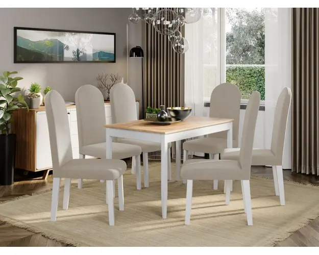 Set Masa Grand Stejar + 6 Scaune Grand Crem