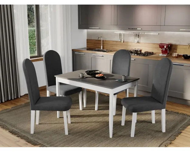 Set Masa Grand Gri + 4 Scaune Grand Gri Inchis