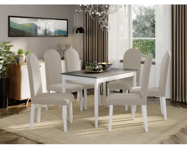 Set Masa Grand Gri + 6 Scaune Grand Crem