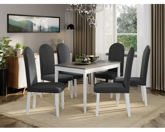 Set Masa Grand Gri + 6 Scaune Grand Gri Inchis