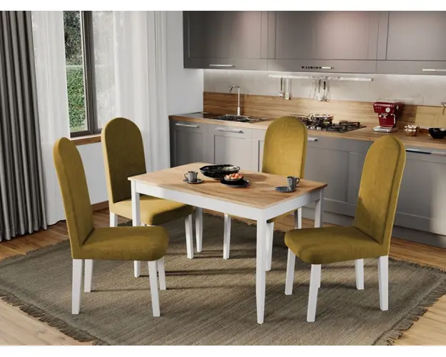 Set Masa Grand Stejar + 4 Scaune Grand Mustar