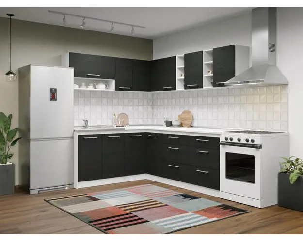 Set Mobila Bucatarie Colt Mina 180*220 Alb/Ferrara  C40