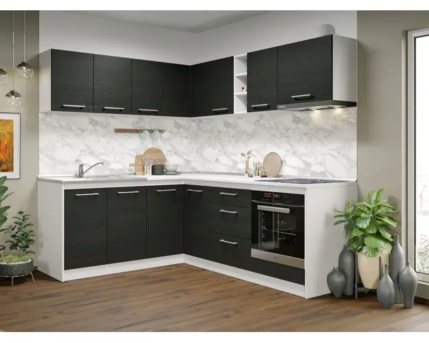 Set Mobila Bucatarie Colt Mina 180*220 Alb/Ferrara - C26