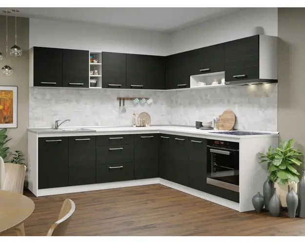 Set Mobila Bucatarie Colt Mina 240*240 Alb/Ferrara - C27