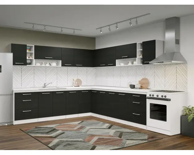 Set Mobila Bucatarie Colt Mina 280*280 Alb/Ferrara - C36