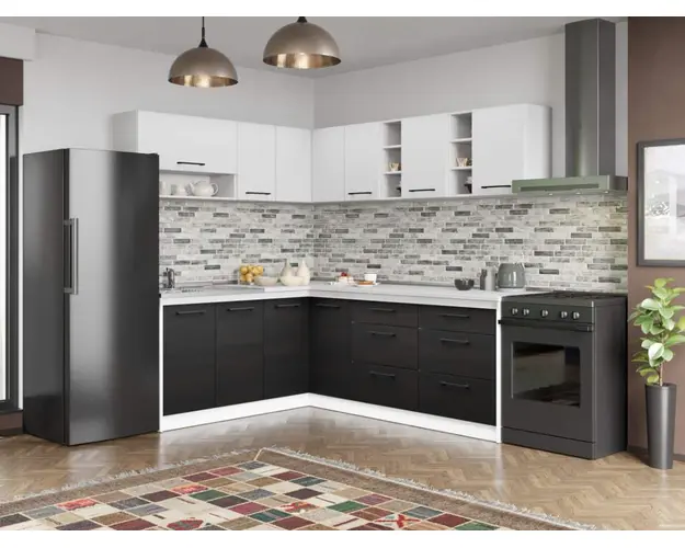 Set Mobila Bucatarie Colt Mina Yang 180*220 Ferrara/Alb C148