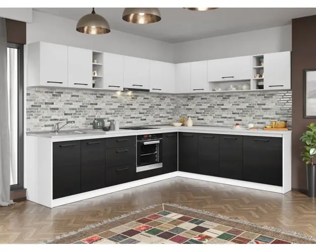 Set Mobila Bucatarie Colt Mina Yang 300*240 Ferrara/Alb C142