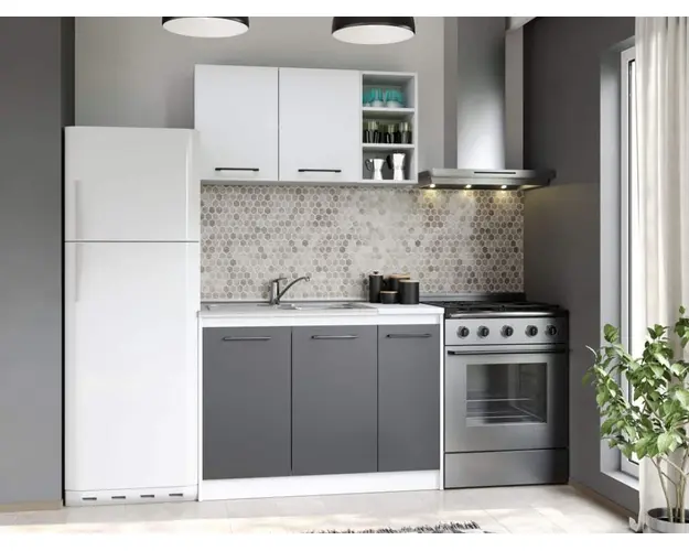 Set Mobila Bucatarie Mina Dual 110 Gri Antracit/Alb C107