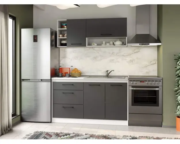 Set Mobila Bucatarie Mina Grafit 140 Gri Antracit C74