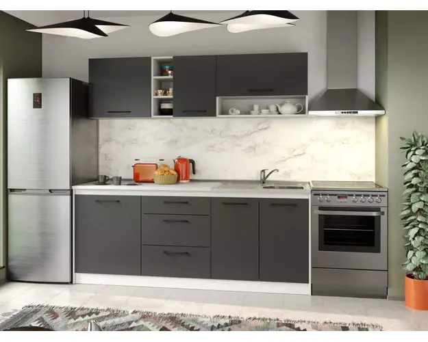 Set Mobila Bucatarie Mina Grafit 200 Gri Antracit C68