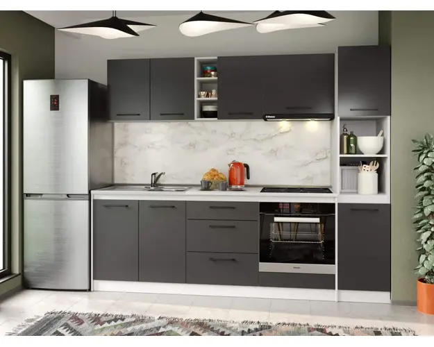 Set Mobila Bucatarie Mina Grafit 244 Gri Antracit C81