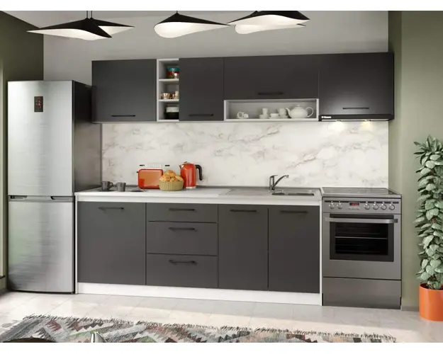 Set Mobila Bucatarie Mina Grafit 260 Gri Antracit C70