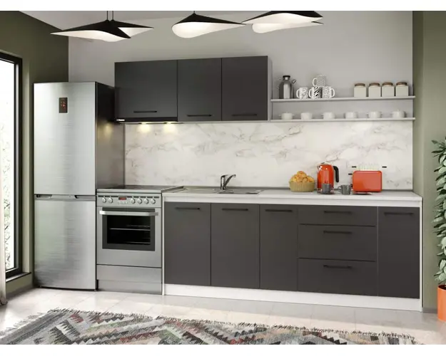 Set Mobila Bucatarie Mina Grafit 260 Gri Antracit C82