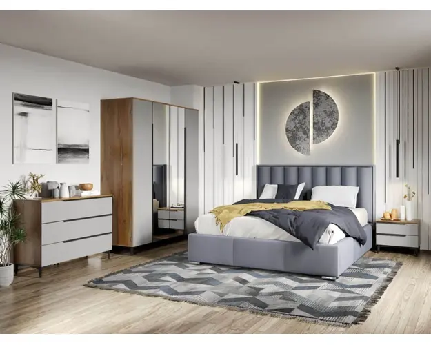 Set Mobila Dormitor Toronto tapitat cu oglinda