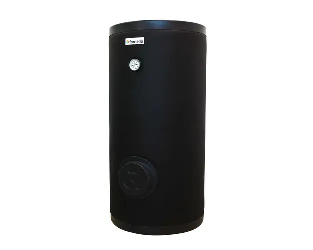 Boiler cu 2 serpentine FORNELLO SOL 200 LT 2S, pentru centrala termica si solar, montaj pe sol, izolatie termica, manta de protectie , flansa de vizitare 