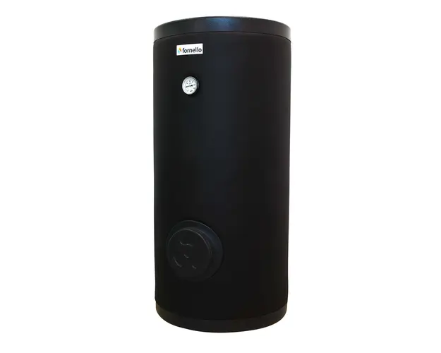 Boiler cu 2 serpentine FORNELLO SOL 300 LT 2S, pentru centrala termica si solar, montaj pe sol, izolatie termica, manta de protectie , flansa de vizitare 