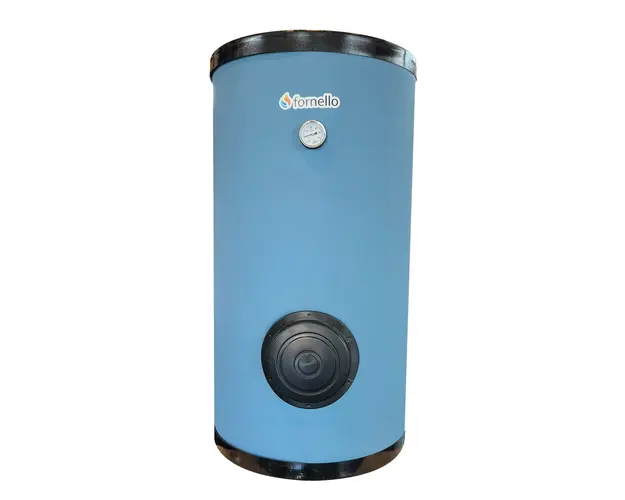 Boiler pentru pompa de caldura cu 2 serpentine marite FORNELLO SOL HP 300 LT 2S montaj pe sol, izolatie termica, manta de protectie , flansa de vizitare