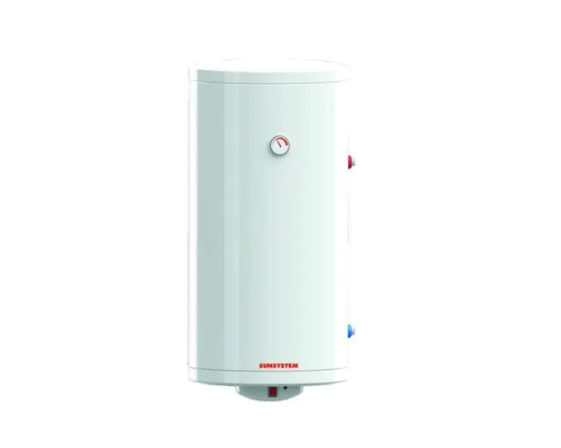 Boiler termoelectric Sunsystem BB NL2 100 V S1 2 KW cu o serpentina, 100 litri, putere serpentina 9 kw, putere electrica 2 KW, serpentina pe partea dreapta, reglaj extern al temperaturii, izolatie termica
