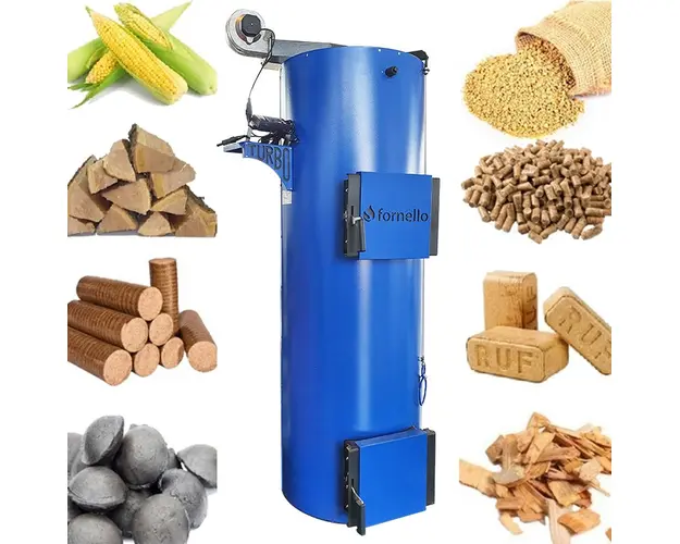 Cazan (centrala) pe combustibil solid tip lumanare Fornello Turbo 25 kW, cu ventilator si automatizare