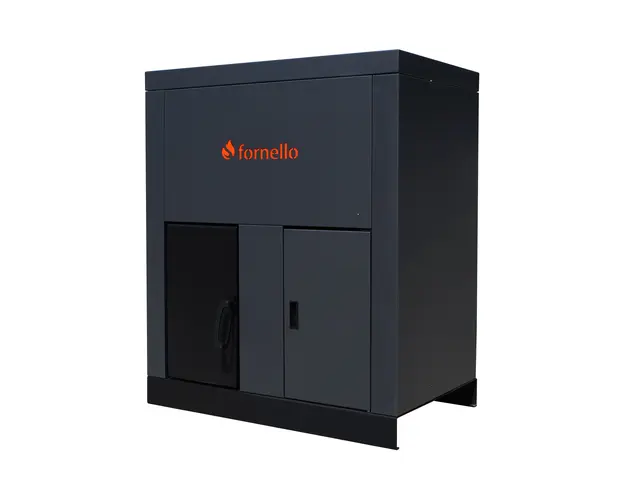 Centrala pe peleti Fornello Eco Energy 50 kW, echipata cu automatizare, afisaj digital, arzator fonta, curatare mecania a drumurilor de fum, buncar peleti integrat 130 kg