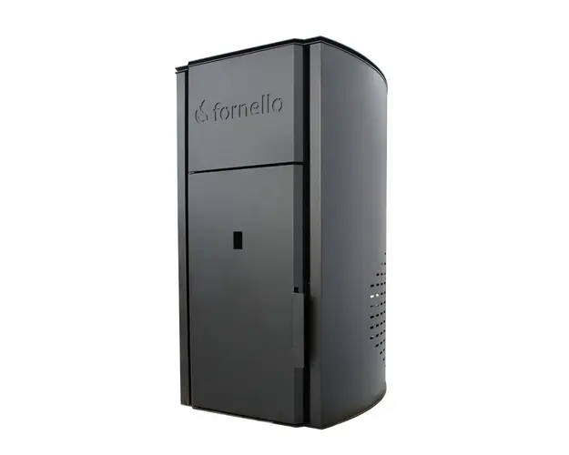 Centrala pe peleti Fornello Royal B BLACK 30 kw, complet echipat cu pompa de circulatie, vas expansiune, supapa de siguranta, buncar de peleti 30 kg, automatizare, culoare negru, pana la 200 mp
