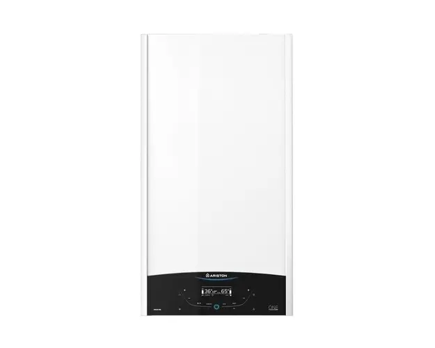 Centrala termica murala in condensare Ariston Genus One+ 24, Gaz, Tiraj fortat, 24 kW, Doua schimbatoare de caldura, Display digital, schimbator primar inox