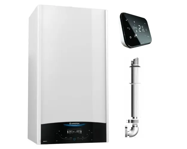 Centrala termica pe gaz in condensare Ariston Genus One Plus WIFI 24 kW si Salus IT500 wifi termostat ambient cu control prin internet, 5 ani garantie