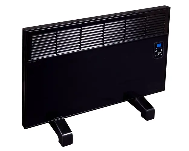 Convector de perete sau pardoseala iVigo EPK 1000 W Black Glass, control electronic, Termostat de siguranta, termostat reglabil, IP 24, pentru 12 mp, ERP 2018