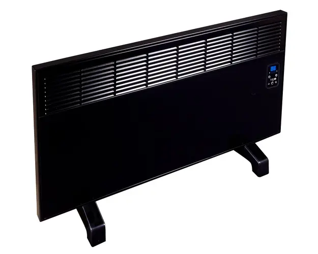 Convector de perete sau pardoseala iVigo EPK 2000 W Black Glass, control electronic, Termostat de siguranta, termostat reglabil, IP 24, pentru 24 mp, ERP 2018