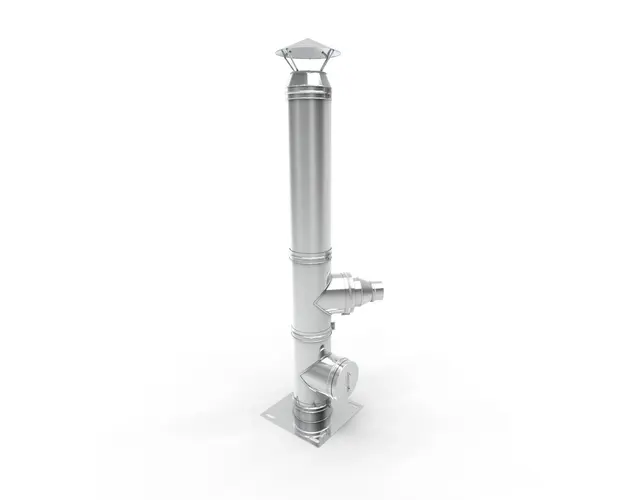 Cos de fum inox, Fornello dublu perete inox-inox, izolatie din vata bazaltica 40 mm, inaltime 5 metri, diametru interior 120 mm, pentru centrale pe lemn, carbune si peleti, complet pentru montaj 
