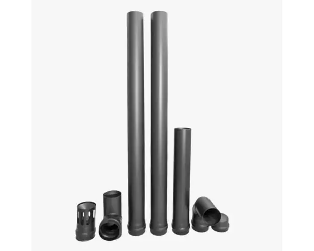 KIt de evacuare (cos de fum), Fornello, otel negru 1,2 mm, pentru centrale si termoseminee pe peleti, diametru 100 mm, etansare cu garnitura, complet pentru montaj, 2,5 metri lungime