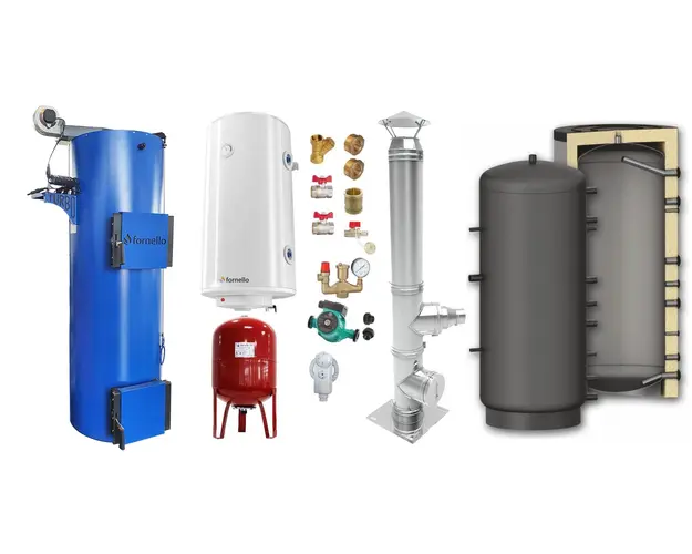 Pachet Cazan (centrala) pe combustibil solid tip lumanare Fornello Turbo 25 kW, Puffer 800 litri, Cos Inox, Boiler, Vas Expansiune, Pompa, Fitinguri Montaj