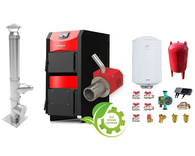 Pachet Centrala mixta combustibil solid si peleti Burnit NWB PRIME 30 kW si Arzator pe peleti Pell Eco 35 kW, cos inox, ventilator, automatizare, serpentina racire, flansa arzator, pompa circulatie 25-60, vas expansiune 35 l, boiler termoelectric For