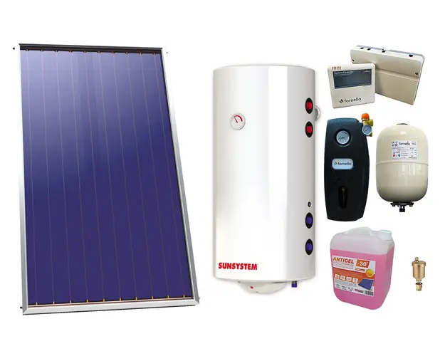 Pachet sistem solar presurizat, Panou Solar Sunsystem Select PK SL CL NL 2.15 m², Sunsystem BB NL2 150 PRL 3KW 2 serpentine, grup pompare, controller, vas expansiune, antigel, aerisitor 1/2