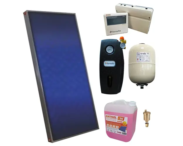 Pachet sistem solar presurizat, panou Sunsystem PК SL FP 2.4, controller, vas expansiune, grup pompare, aerisitor 1/2, antigel