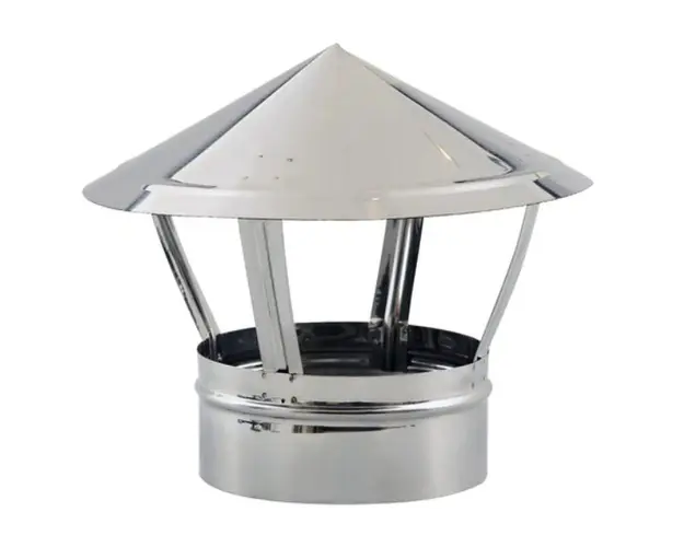 Palarie/Capac terminal tip A compatibil doar cu elemente de cos inox Fornello, dublu perete inox-inox, izolatie din vata bazaltica 40 mm, diametru interior 120 mm, pentru centrale pe lemn, carbune si peleti