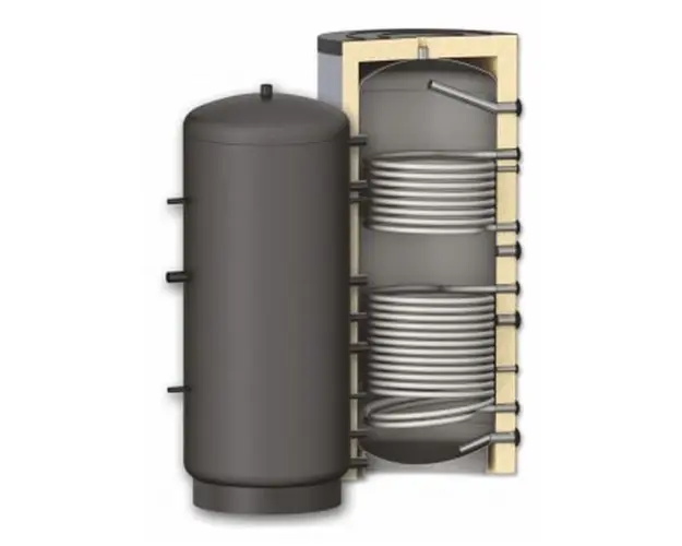 Rezervor de acumulare puffer pentru agent termic cu doua serpentine Sunsystem PR2 1000L