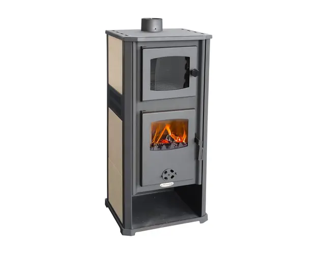 Semineu (Soba) pe lemne Fornello Roma S 11-13 kW, 490x460x1160 mm, prevazut cu plita si cuptor pentru gatit, camera de ardere samotata, usa cu geam din sticla termorezistenta