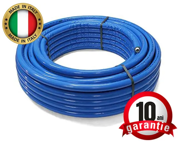 Teava multistrat FORNELLO Hidronix, izolata, culoare albastru, diametru 16x2 mm cu insertie de aluminiu, colac 100 ml, 10 Ani Garantie