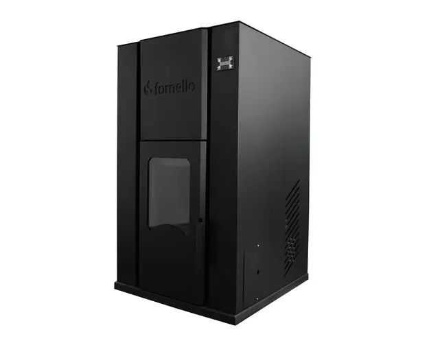 Termosemineu pe peleti Fornello Pellet King 40 kw complet echipata pentru incalzire, pompa , vas de expansiune ,supapa de siguranta, automatizare , tiraj fortat, buncar peleti 100 litri, aprindere automata, Clasa energetica A+