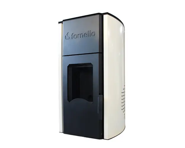 Termosemineu centrala peleti Fornello Royal 25 kw , complet echipat pentru incalzire, pompa, vas expansiune, automatizare, telecomanda, buncar peleti tiraj fortat culoare Ivory (crem)