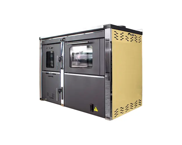 Termosemineu FORNELLO STAR CREM 34 kw pe combustibil solid ( lemn,carbune,bricheti ) ce se poate utiliza atat pentru incalzirea locuintelor, cat si pentru gatit (este prevazuta cu plita si cuptor pentru gatit) si este echipat cu pompa de circulatie