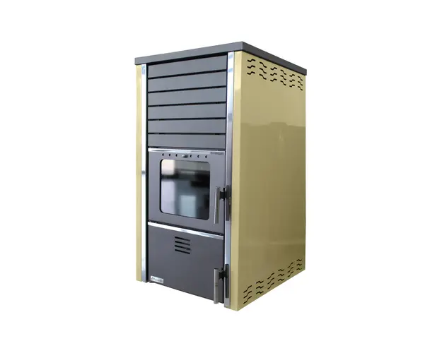 Termosemineu FORNELLO SUPERNOVA CREAM 38 KW pe combustibil solid ( lemn,carbune,bricheti ) ce se poate utiliza pentru incalzirea locuintelor, este echipat cu pompa de circulatie