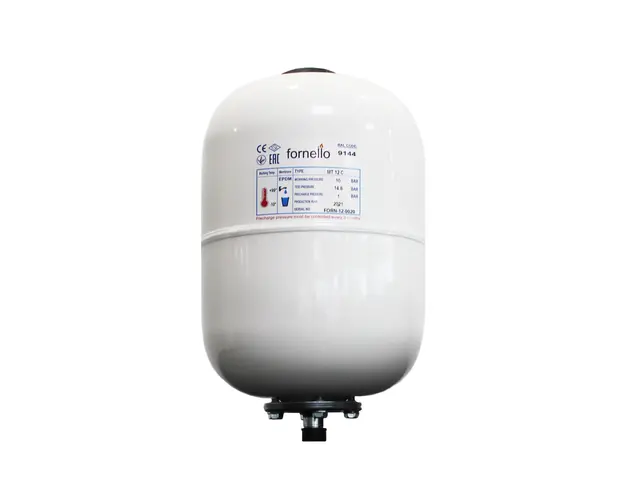 Vas expansiune sanitar Fornello 12 litri, vertical culoare alb, presiune maxima 10 bar, membrana EPDM