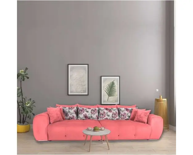 Canapea fixa, spatioasa, cu 12 perne, Family, roz
