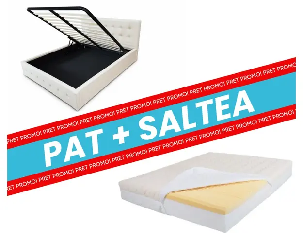 Set pat tapitat Hans si saltea ortopedica Bio Bumbac Memory- 160x200