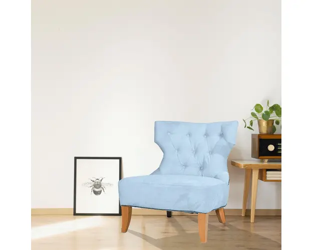 Fotoliu fix tapitat, cu picioare din lemn, ergonomic, Monaco